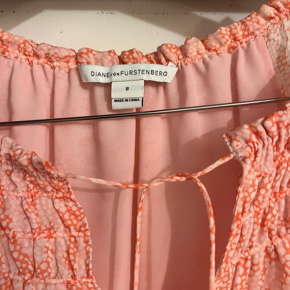 Diane Von Furstenburg women’s long sleeve, orange/pink dress - Picture 2 of 4